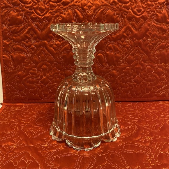 Antique Japanese Crystal Candle Holder/Bowl scalloped edge 8.5" - Picture 7 of 7
